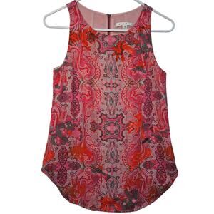 CAbi #127 Pink Paisley Jubilee Tank Top Sleeveless Lined Back Zip XS EUC